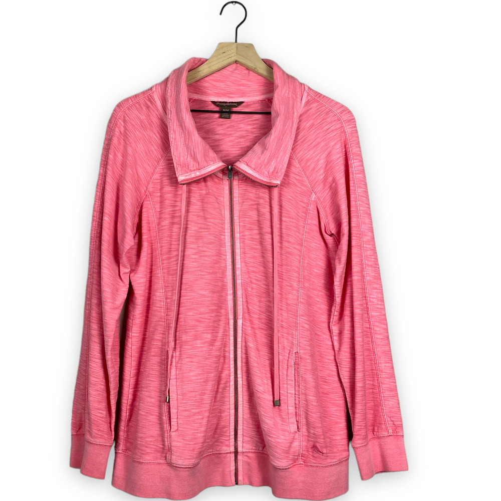 Tommy Bahama Sz M Heathered Burnout Full Zip Knoll Collar Jacket